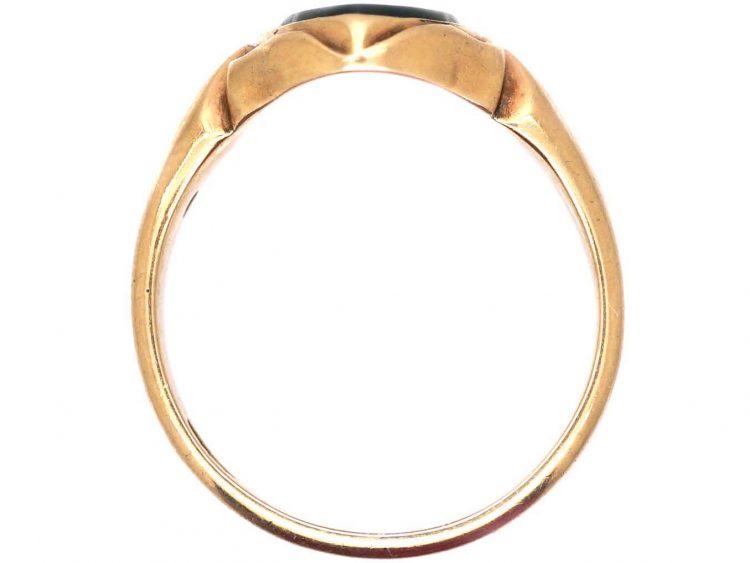 Victorian 12ct Gold Navette Shaped Signet Ring set with a Bloodstone by Charles Green