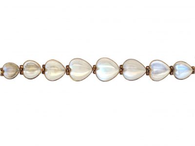 Edwardian 15ct Gold & Moonstone Hearts Bracelet