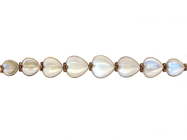 Edwardian 15ct Gold & Moonstone Hearts Bracelet
