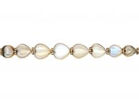 Edwardian 15ct Gold & Moonstone Hearts Bracelet
