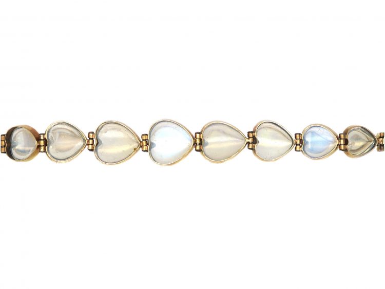 Edwardian 15ct Gold & Moonstone Hearts Bracelet