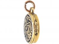 Victorian 18ct Gold Round Locket with Black Enamel Detail