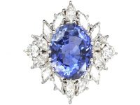 18ct White Gold Large Colour Change Ceylon Sapphire & Diamond Ballerina Ring