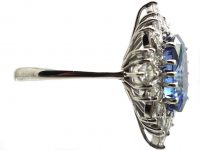 18ct White Gold Large Colour Change Ceylon Sapphire & Diamond Ballerina Ring