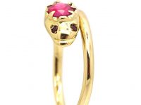 Edwardian 18ct Gold Snake Ring set with a Pink Sapphire