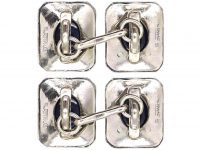 Art Deco Platinum Cufflinks set with Cabochon Sapphires