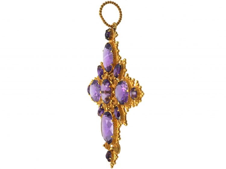Georgian 18ct Gold & Amethyst Cross Pendant