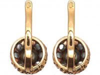 Early 20th Century 18ct Gold, Natural Pearl & Rose Diamond Flower Earrings