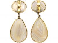 Georgian Gold & Agate Drop Earrings