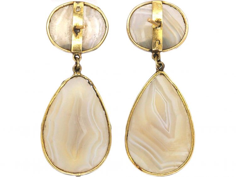 Georgian Gold & Agate Drop Earrings