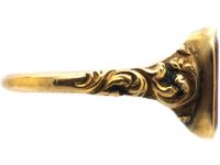 Early 19th Century 18ct Gold & Brown Jasper Ring with Lion Intaglio
