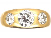 Victorian 18ct Gold Three Stone Diamond Rub Over Set Ring