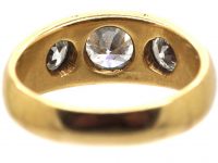 Victorian 18ct Gold Three Stone Diamond Rub Over Set Ring