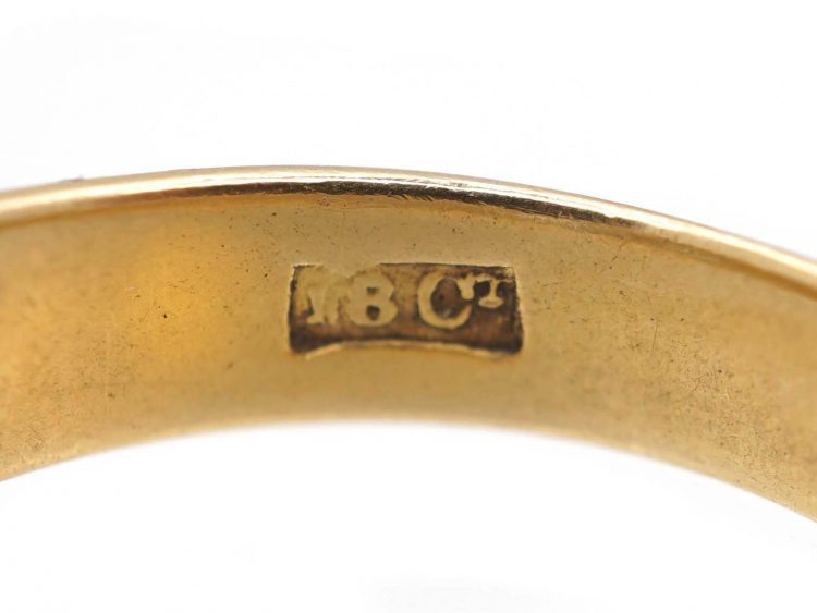 Victorian 18ct Gold Three Stone Diamond Rub Over Set Ring