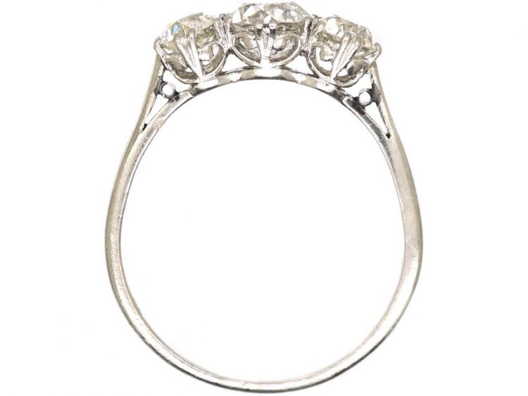 Art Deco Platinum, Three Stone Diamond Ring