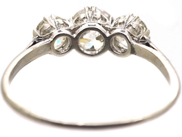 Art Deco Platinum, Three Stone Diamond Ring