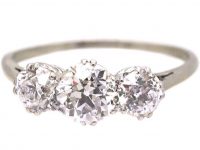 Art Deco Platinum, Three Stone Diamond Ring