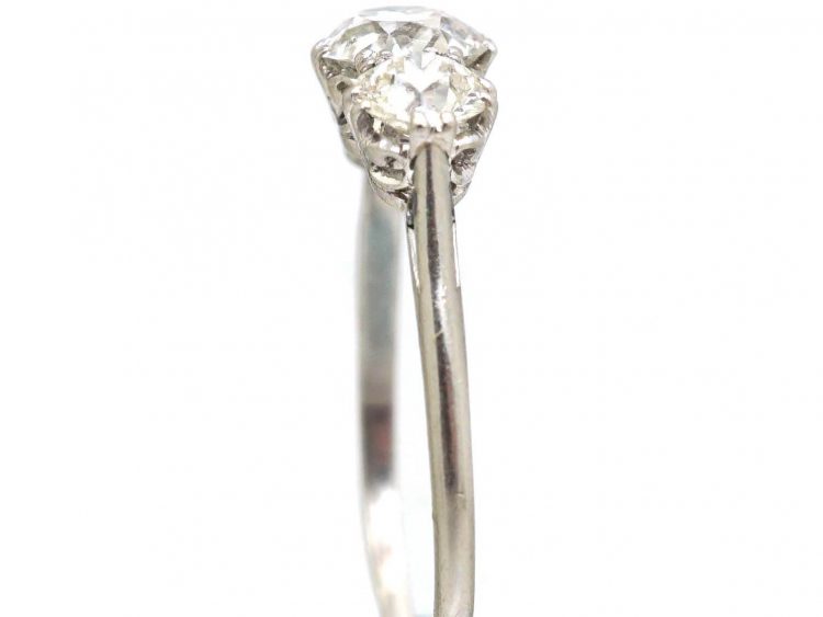 Art Deco Platinum, Three Stone Diamond Ring