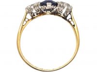 Edwardian 18ct Gold & Platinum, Three Stone Sapphire & Diamond Ring