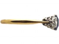 Edwardian 18ct Gold & Platinum, Three Stone Sapphire & Diamond Ring