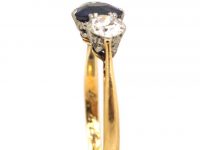 Edwardian 18ct Gold & Platinum, Three Stone Sapphire & Diamond Ring