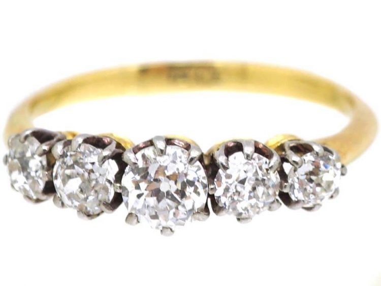 Edwardian 18ct Gold Five Stone Diamond Ring