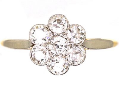 Edwardian 18ct Gold & Platinum Diamond Cluster Ring