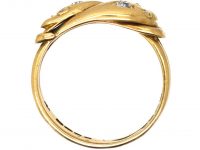 Victorian 18ct Gold Double Snake Ring set with Diamonds
