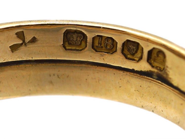 Victorian 18ct Gold Double Snake Ring set with Diamonds