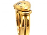 Victorian 18ct Gold Double Snake Ring set with Diamonds