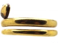 Victorian Wide 18ct Gold Coily Snake Ring with Diamond Eyes
