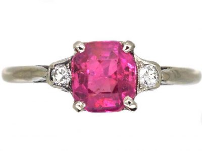 18ct White Gold, Pink Sapphire & Diamond Ring