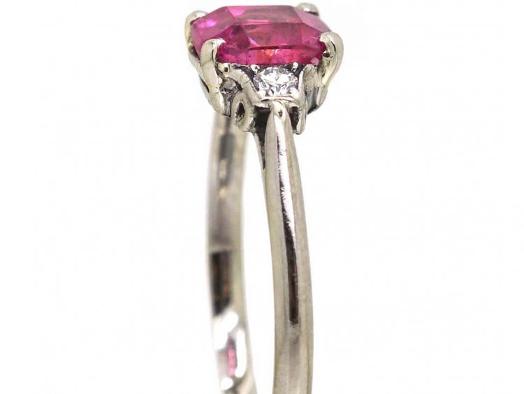 18ct White Gold, Pink Sapphire & Diamond Ring