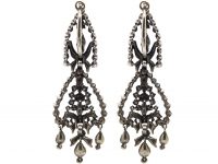 Georgian Large Drop Earrings set with Diamonds