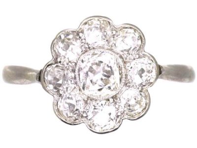 Edwardian Platinum, Diamond Daisy Cluster Ring