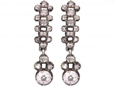 Georgian Earrings Set With Old Mine Cut Diamonds with Old Mine Cut Diamond Drops