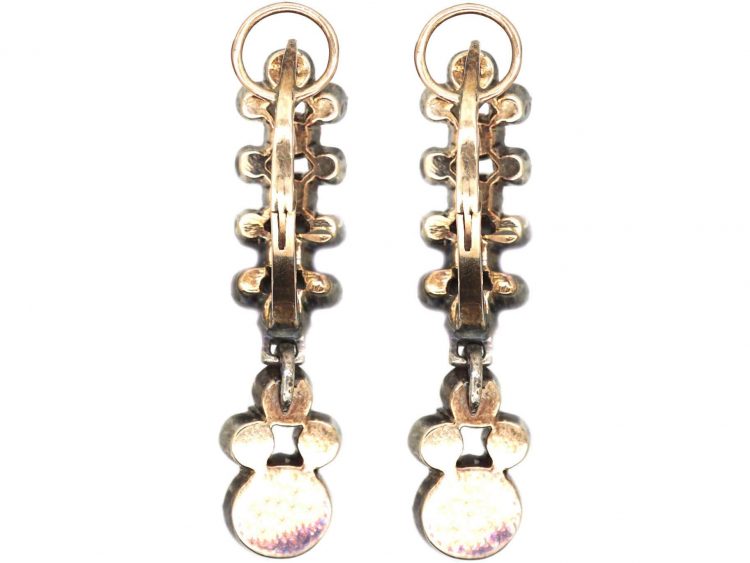 Georgian Earrings Set With Old Mine Cut Diamonds with Old Mine Cut Diamond Drops