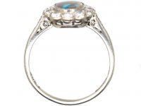 Edwardian 18ct White Gold & Platinum, Black Opal & Diamond Cluster Ring