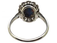 Edwardian 18ct White Gold & Platinum, Black Opal & Diamond Cluster Ring