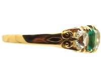 Victorian 18ct Gold, Emerald and Diamond Five Stone Ring