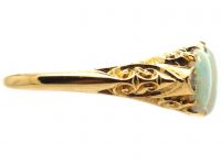 Edwardian 18ct Gold, Opal & Diamond Carved Half Hoop Three Stone Ring