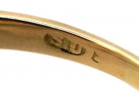 Edwardian 18ct Gold, Opal & Diamond Carved Half Hoop Three Stone Ring