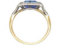 Art Deco 18ct Gold and Platinum, Sapphire and Diamond East to West Ring