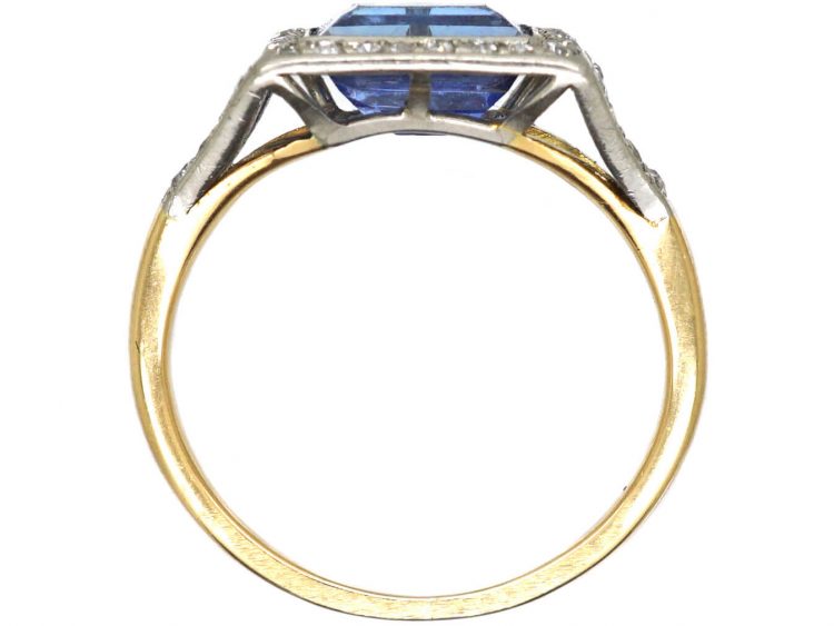 Art Deco 18ct Gold and Platinum, Sapphire and Diamond East to West Ring