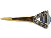 Art Deco 18ct Gold and Platinum, Sapphire and Diamond East to West Ring