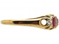 Victorian 18ct Gold, Ruby and Diamond Five Stone Ring