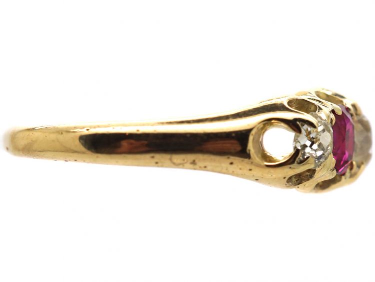 Victorian 18ct Gold, Ruby and Diamond Five Stone Ring