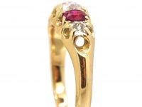 Victorian 18ct Gold, Ruby and Diamond Five Stone Ring