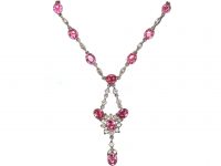 Edwardian Silver, Pink and White Paste Necklace