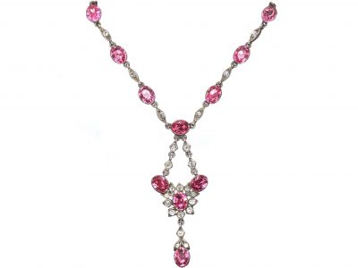 Edwardian Silver, Pink and White Paste Necklace
